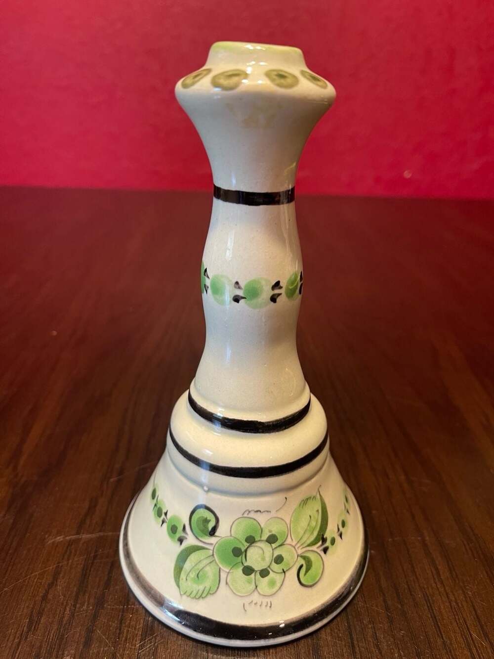 Vintage Mexican Talavera Pottery Candle Stick Holder Green Floral